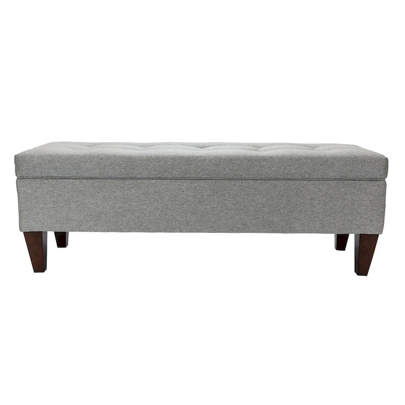 Upholstered Button-Tufted Wood Long Storage Bench