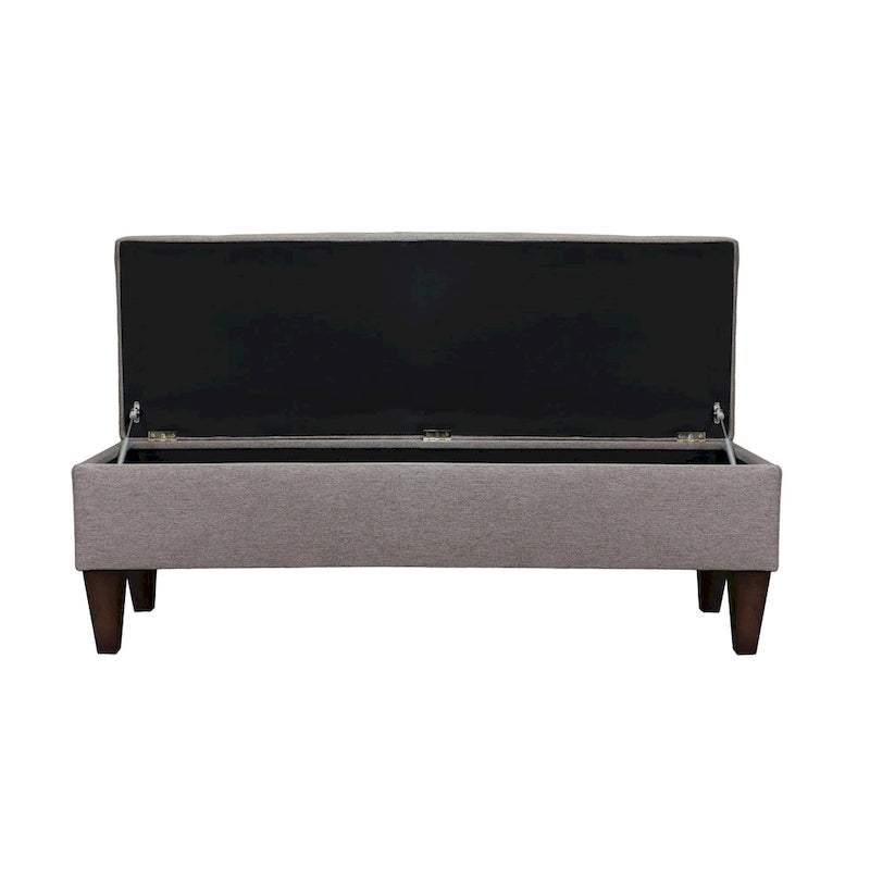 Upholstered Button-Tufted Wood Long Storage Bench