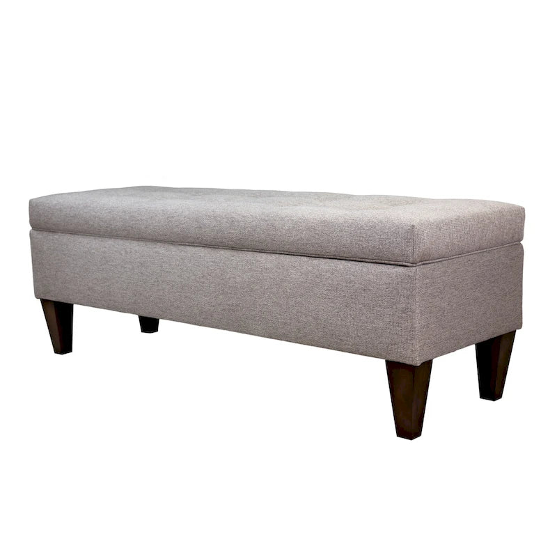 Upholstered Button-Tufted Wood Long Storage Bench