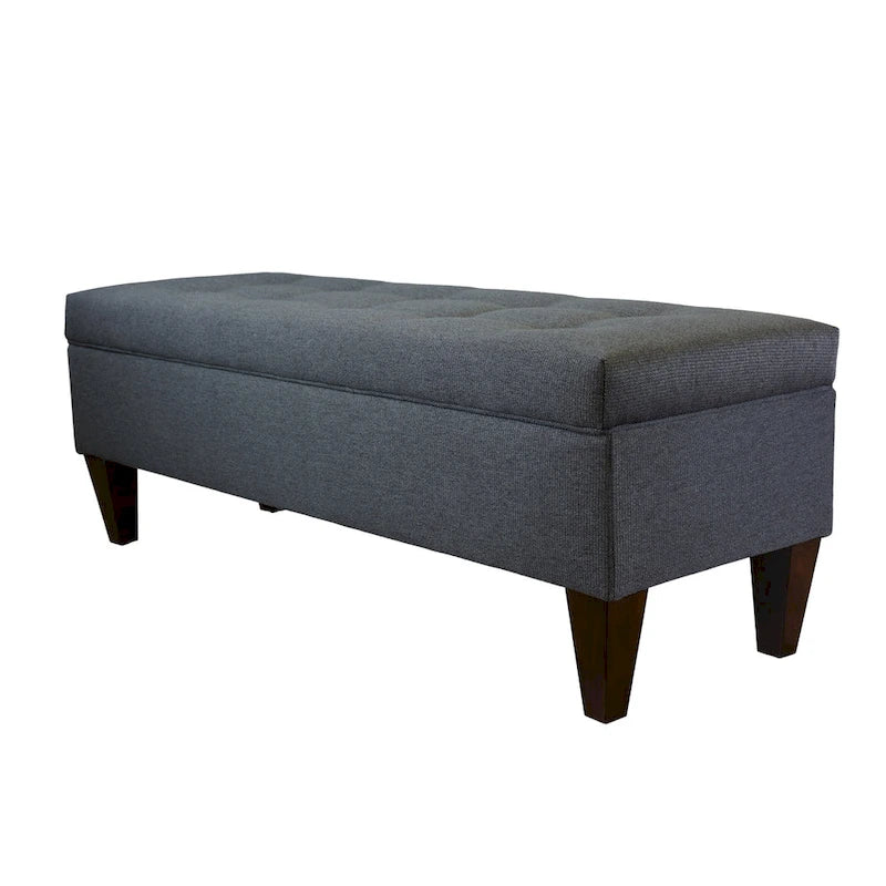 Upholstered Button-Tufted Wood Long Storage Bench