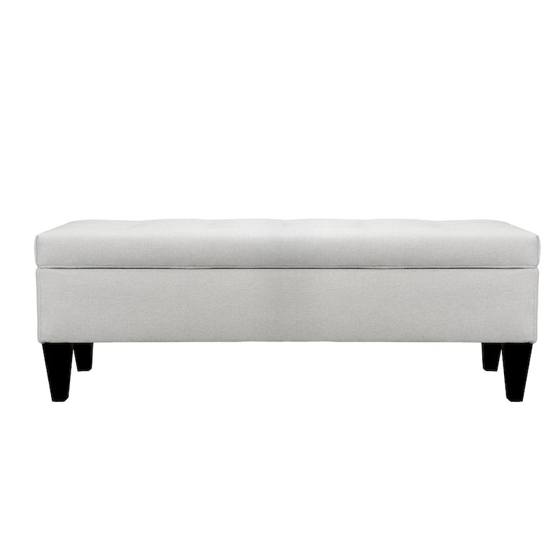 Upholstered Button-Tufted Wood Long Storage Bench