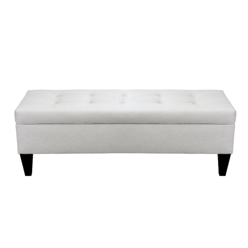 Upholstered Button-Tufted Wood Long Storage Bench
