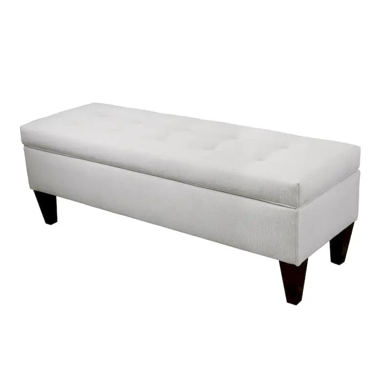 Upholstered Button-Tufted Wood Long Storage Bench