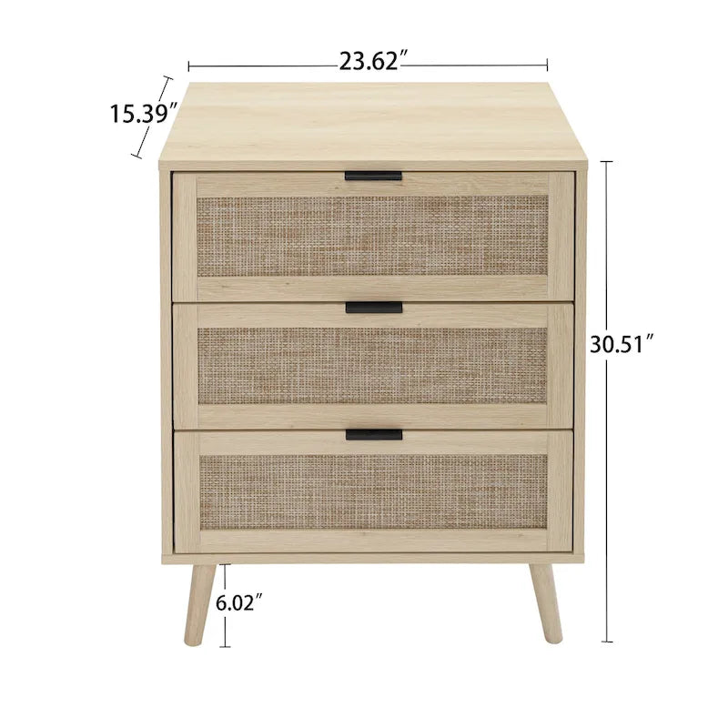 3 Drawer Rattan Cabinet for Bedroom & Living Room
