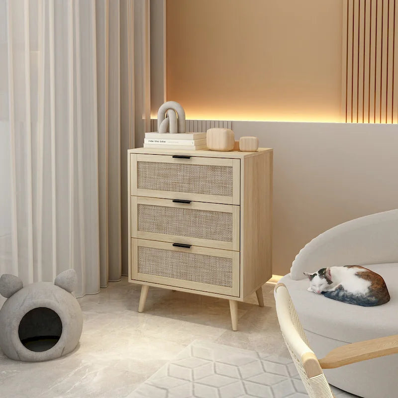 3 Drawer Rattan Cabinet for Bedroom & Living Room