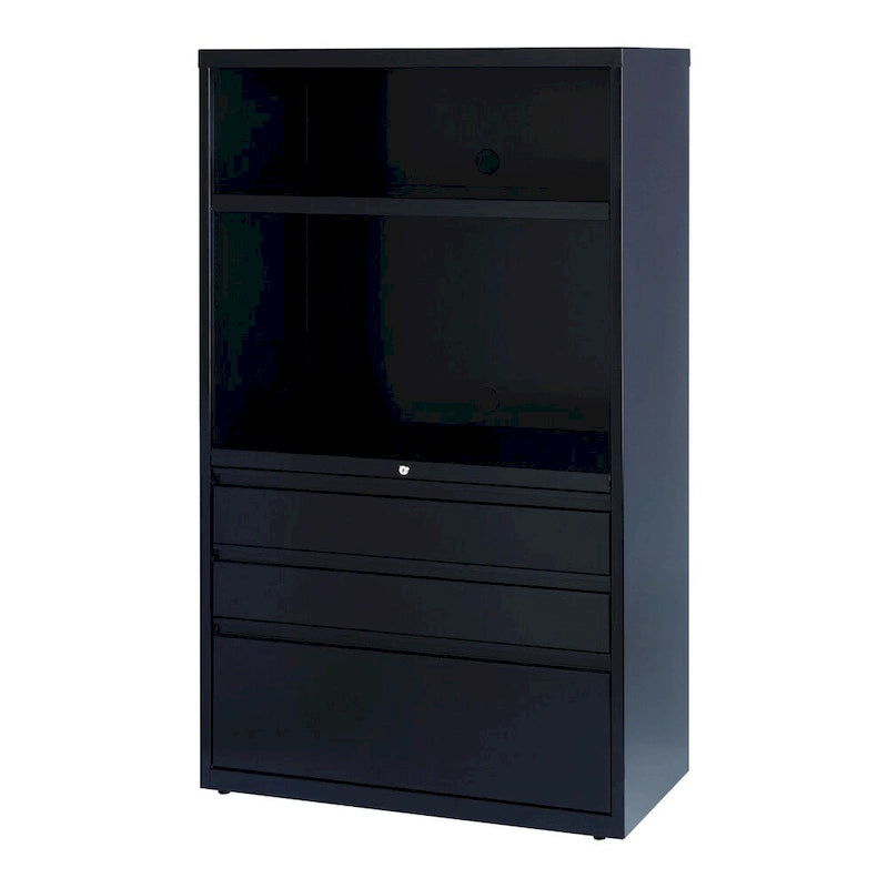 36-Inch Wide 3-Drawer Combo Commercial Lateral File Cabinet, Black