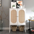 2-Door Accent Cabinet with Adjustable Shelf and Rattan Detail