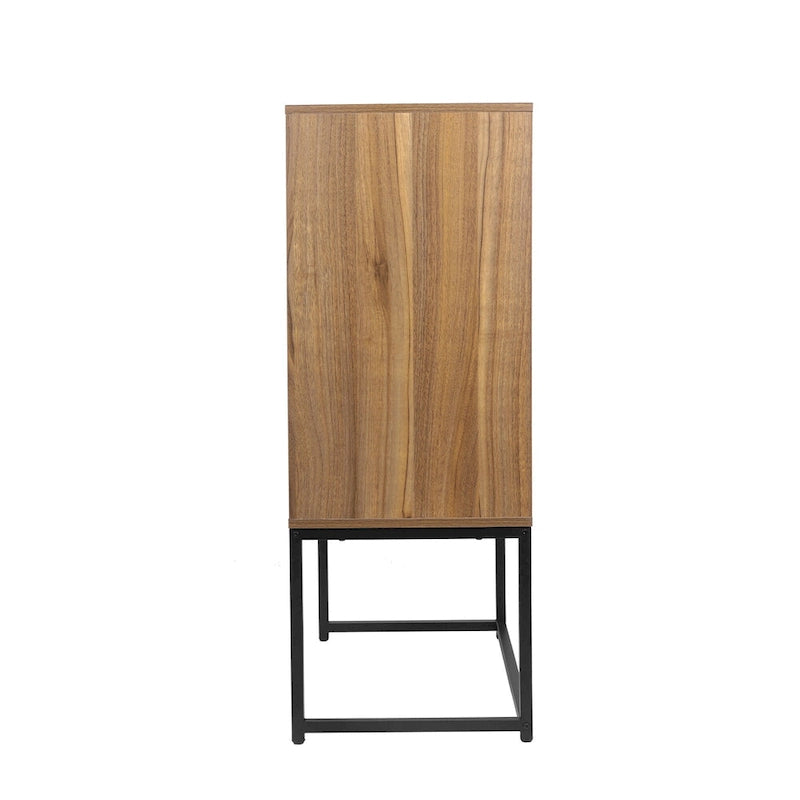 2-Door Accent Cabinet with Adjustable Shelf and Rattan Detail