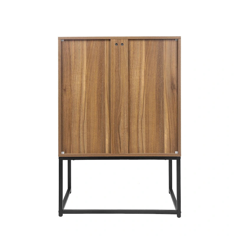 2-Door Accent Cabinet with Adjustable Shelf and Rattan Detail