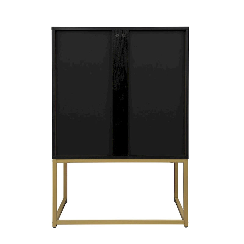 2-Door Accent Cabinet with Adjustable Shelf and Rattan Detail