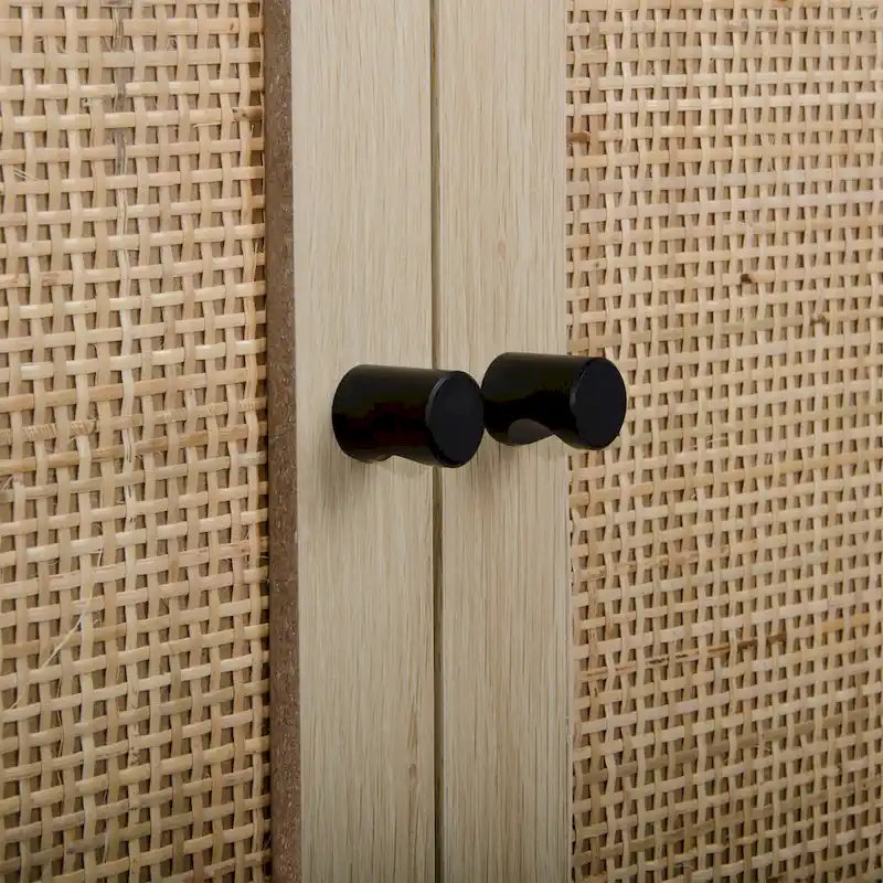 2-Door Accent Cabinet with Adjustable Shelf and Rattan Detail