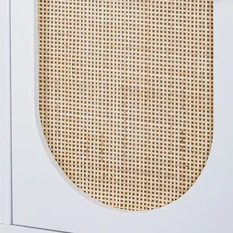 2-Door Accent Cabinet with Adjustable Shelf and Rattan Detail