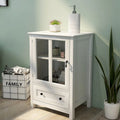 Buffet storage cabinet with double glass doors and unique bell handle