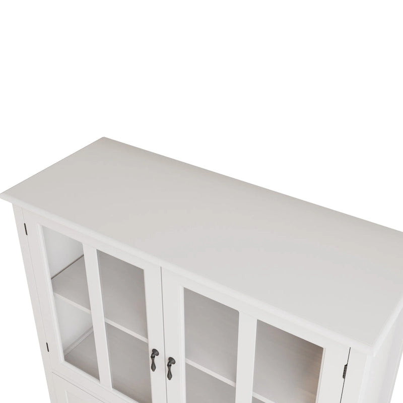 Buffet Storage Cabinet with Double Glass Doors and Bell Handle