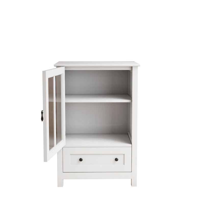 Buffet Storage Cabinet with Double Glass Doors and Bell Handle