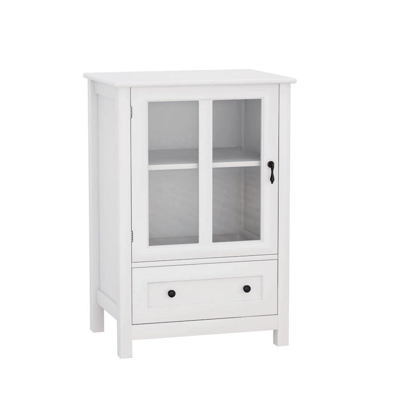 Buffet Storage Cabinet with Double Glass Doors and Bell Handle