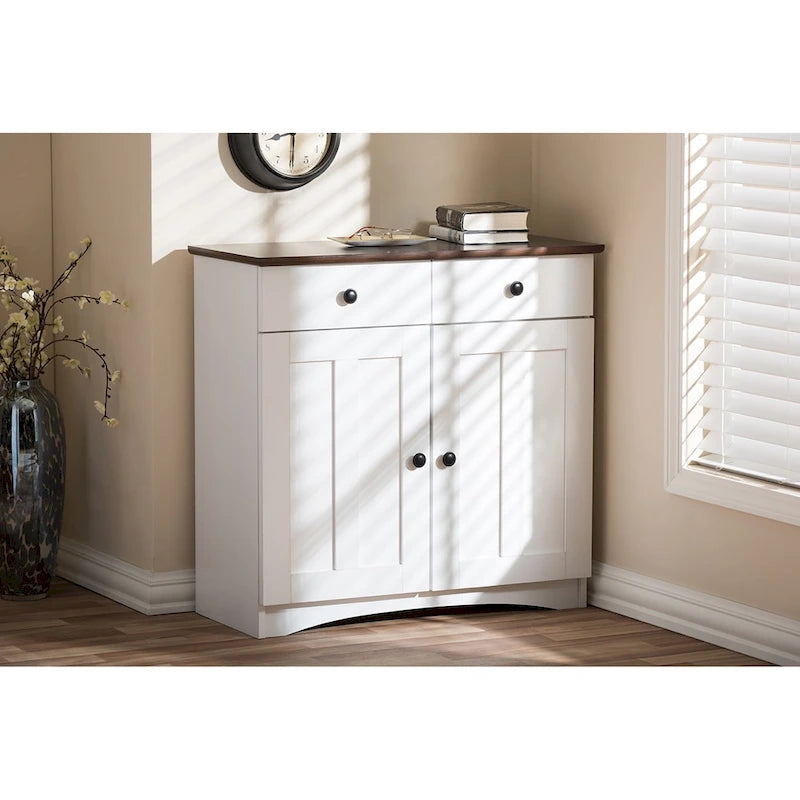 Traditional White Wood Kitchen Storage Cabinet