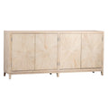 79-inch Pine Light Wash 4-Door Sideboard with Hand Carved Burst Pattern