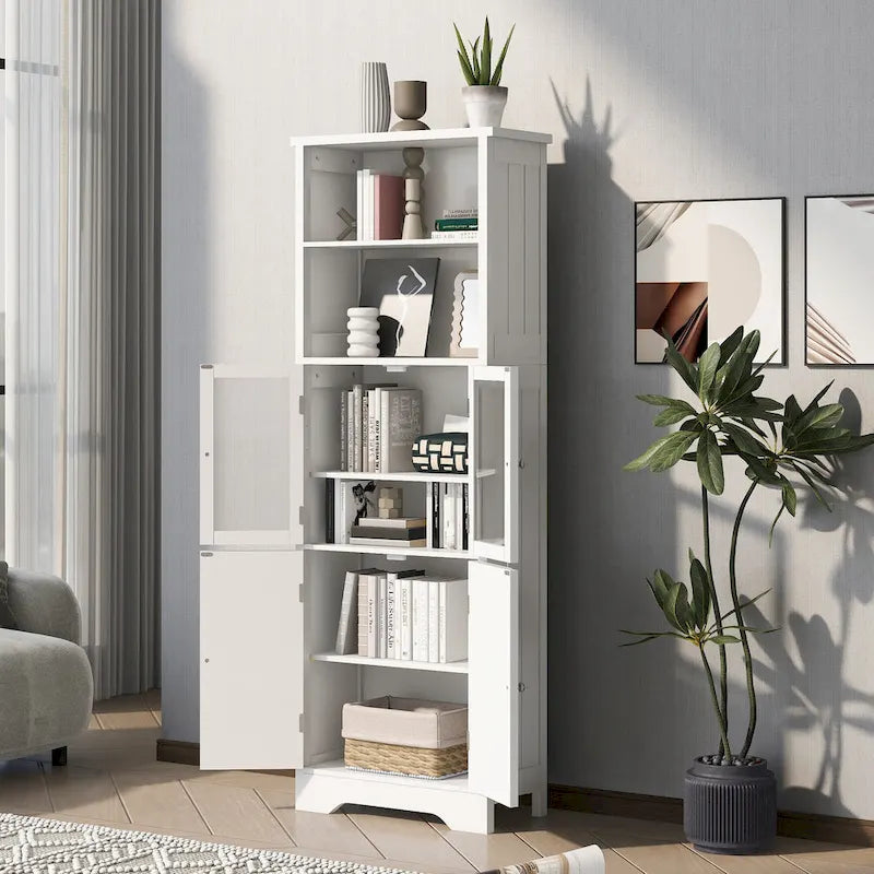 Tall Bathroom Storage Cabinet with Shelves and Doors - 23W x64H