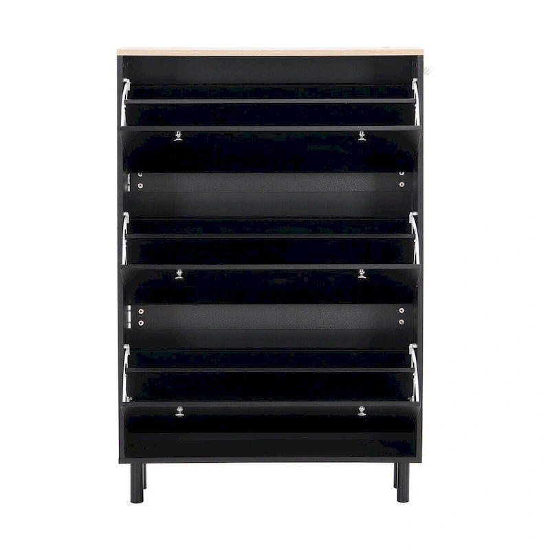 Narrow Design Shoe Cabinet with 3 Flip Drawers & 3 Hooks