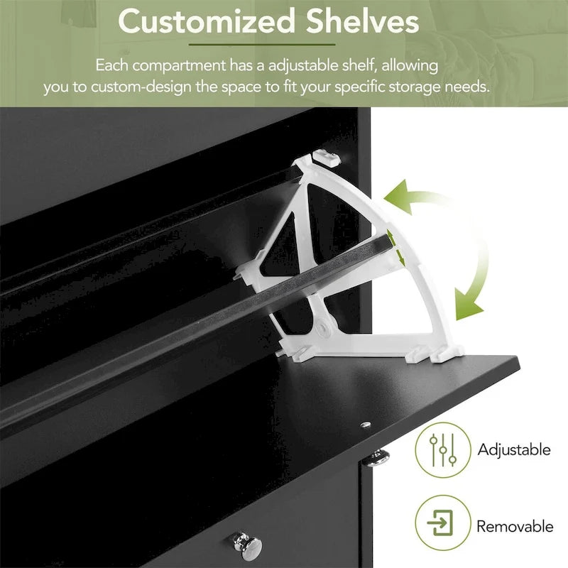 Narrow Design Shoe Cabinet with 3 Flip Drawers & 3 Hooks
