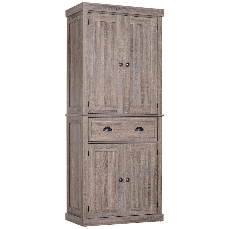 72" Freestanding Kitchen Pantry Cabinet with Adjustable Shelves & Drawers