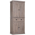 72" Freestanding Kitchen Pantry Cabinet with Adjustable Shelves & Drawers