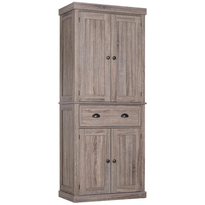 72" Freestanding Kitchen Pantry Cabinet with Adjustable Shelves & Drawers