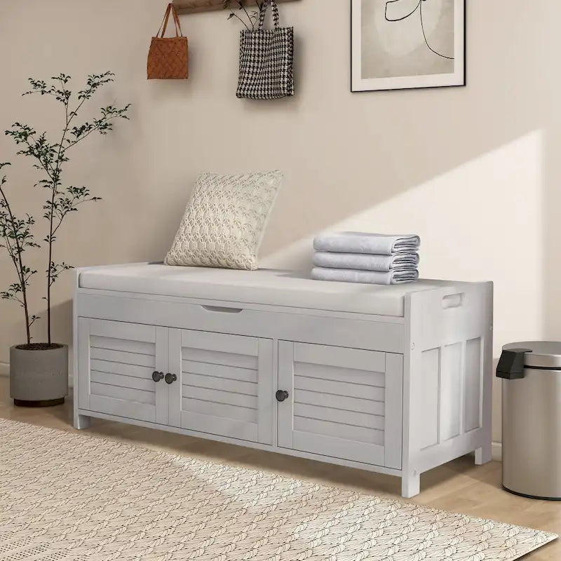 43.5" Storage Bench with Linen Cushion