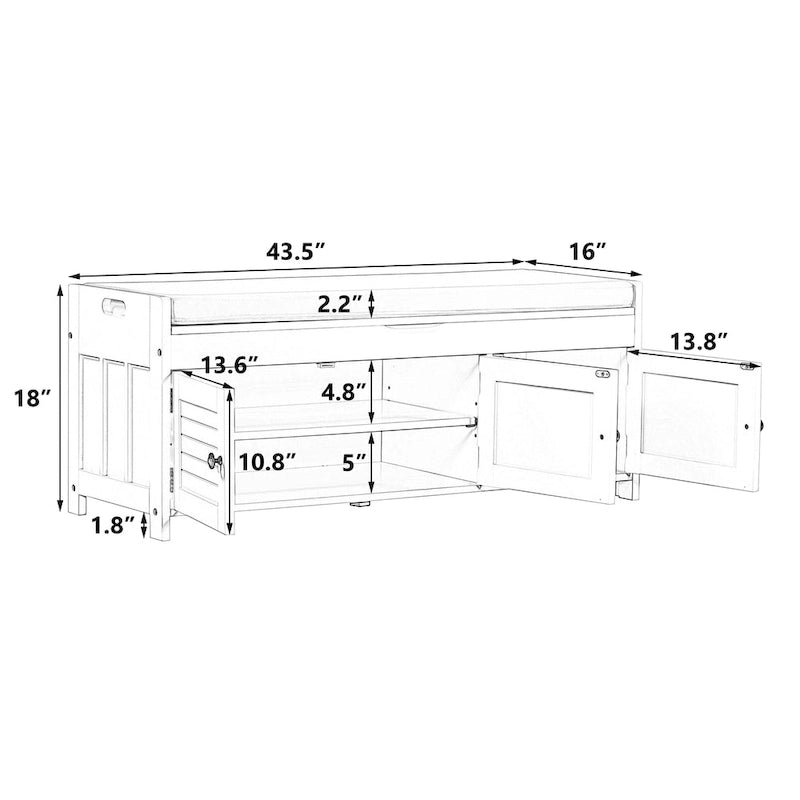 43.5" Storage Bench with Linen Cushion