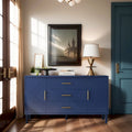 2-Door 3-Drawer Cabinet with Carved Effect, Navy Blue