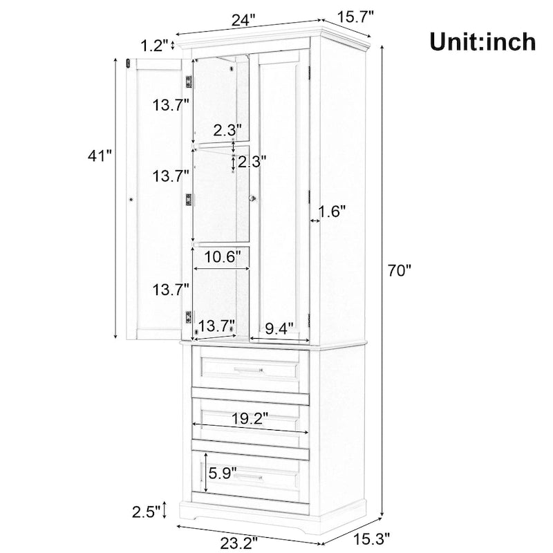 Tall Storage Cabinet with Three Drawers