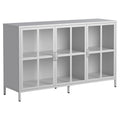 Sideboard Buffet Cabinet with Adjustable Feet, Glass Doors & Large Capacity Storage