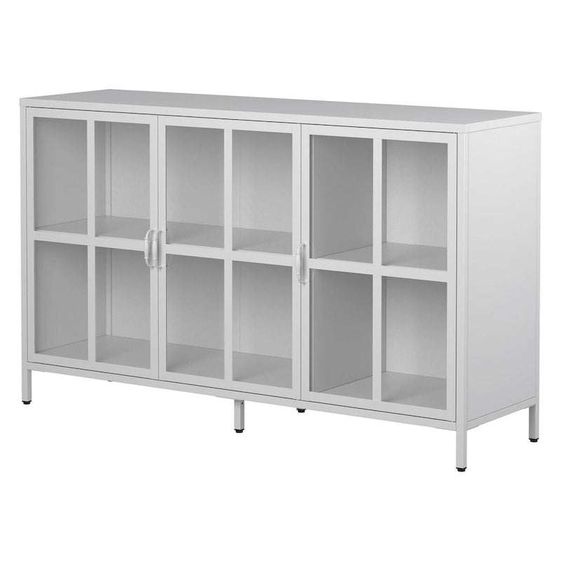 Sideboard Buffet Cabinet with Adjustable Feet, Glass Doors & Large Capacity Storage
