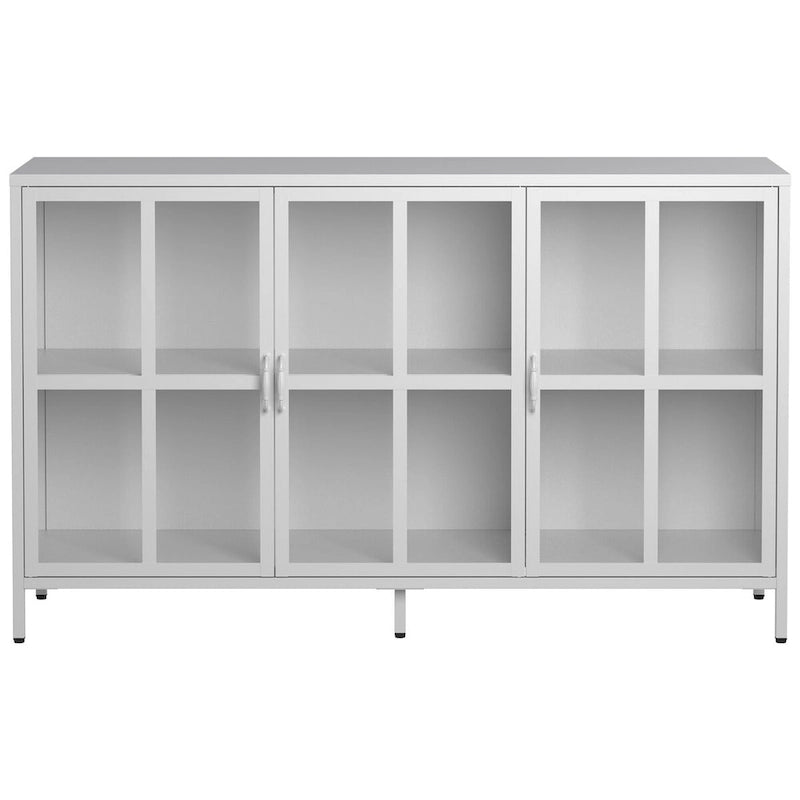 Sideboard Buffet Cabinet with Adjustable Feet, Glass Doors & Large Capacity Storage