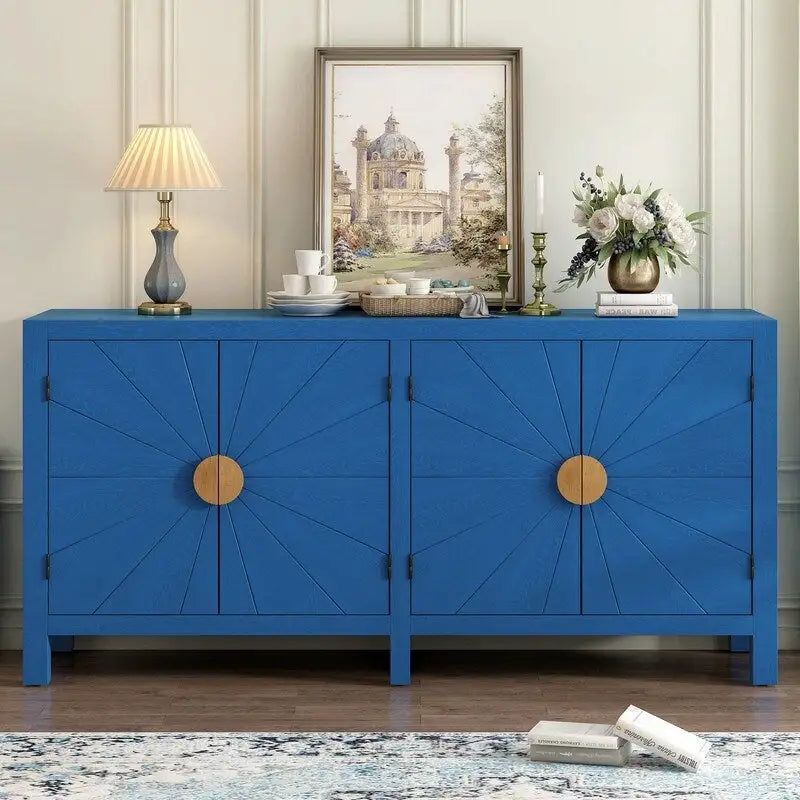 4-Door Sideboard with Radiating Line Pattern Doors