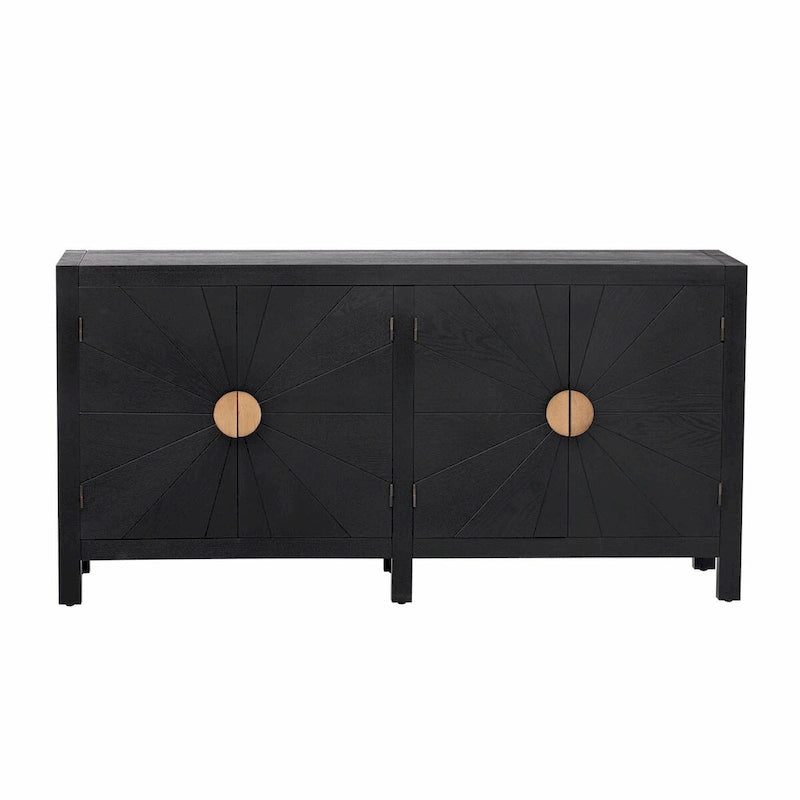 4-Door Sideboard with Radiating Line Pattern Doors
