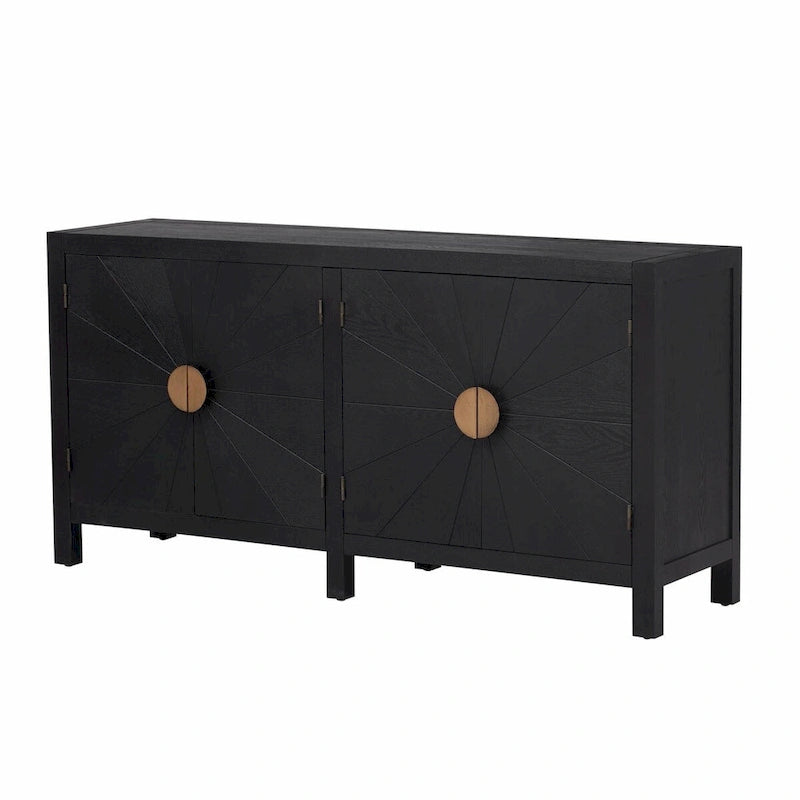 4-Door Sideboard with Radiating Line Pattern Doors