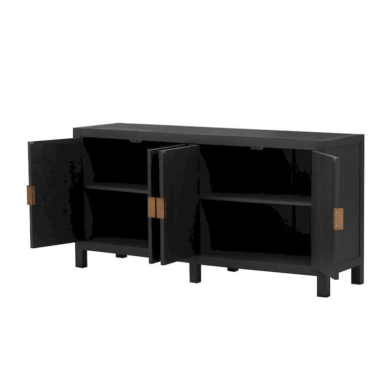 4-Door Sideboard with Radiating Line Pattern Doors