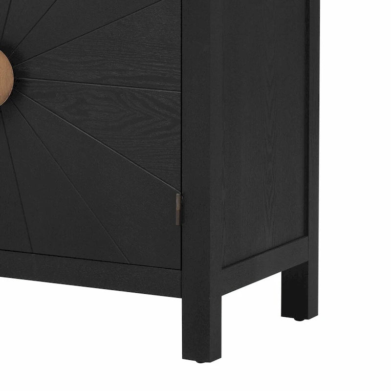 4-Door Sideboard with Radiating Line Pattern Doors