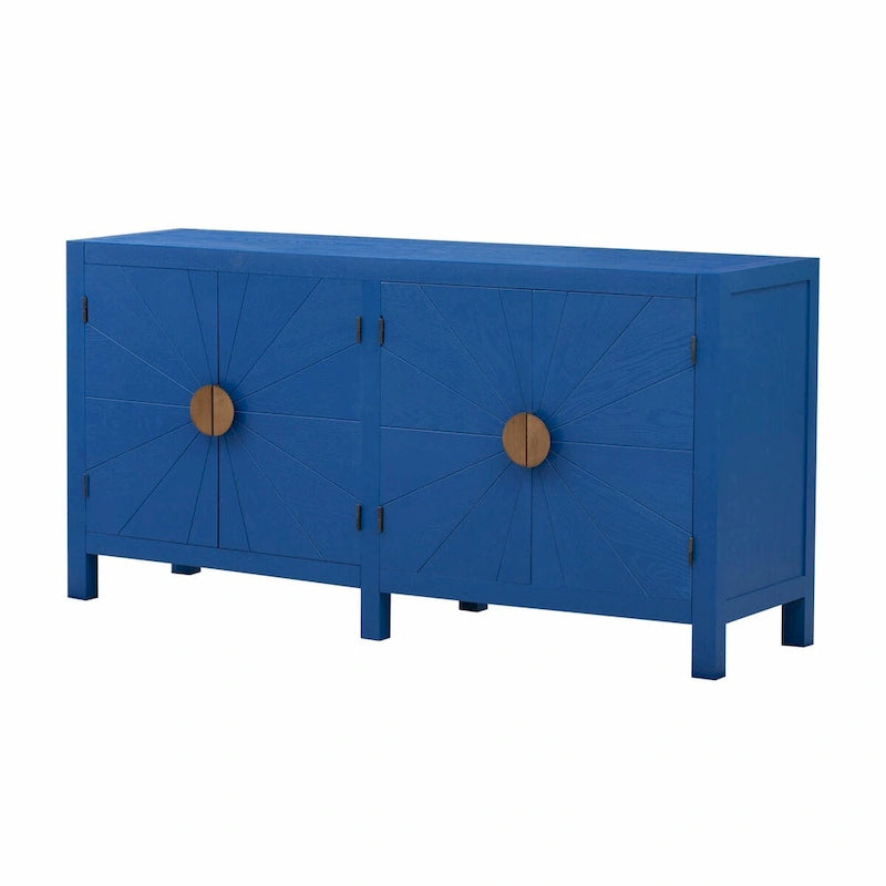 4-Door Sideboard with Radiating Line Pattern Doors