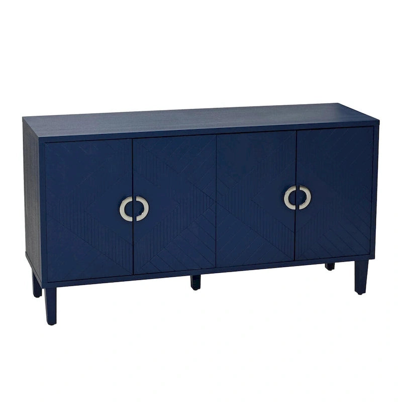 4-Door Storage Cabinet with Pine Legs