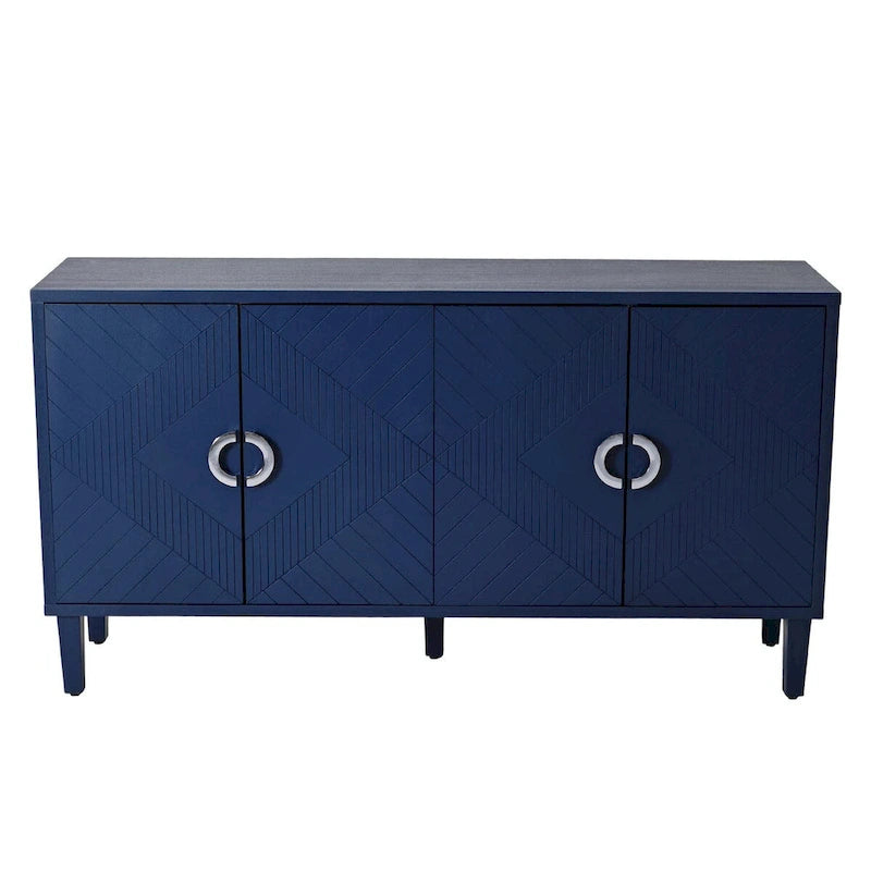 4-Door Storage Cabinet with Pine Legs