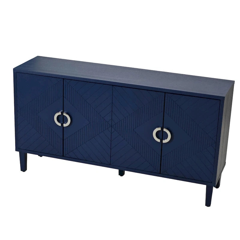 4-Door Storage Cabinet with Pine Legs