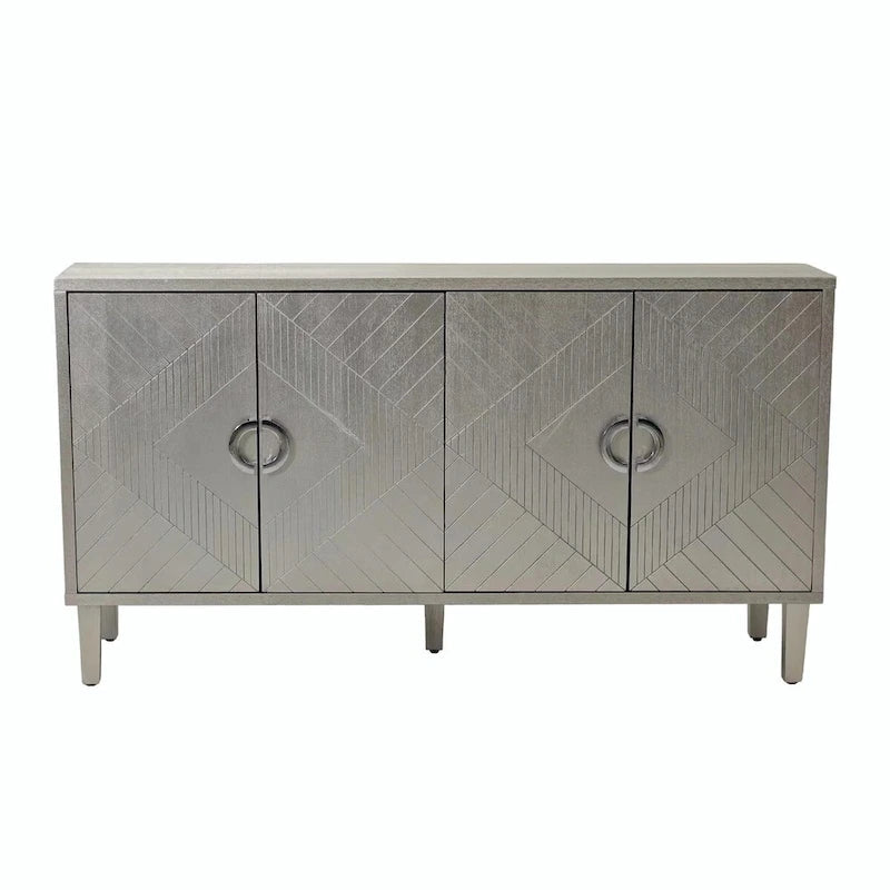 4-Door Storage Cabinet with Pine Legs