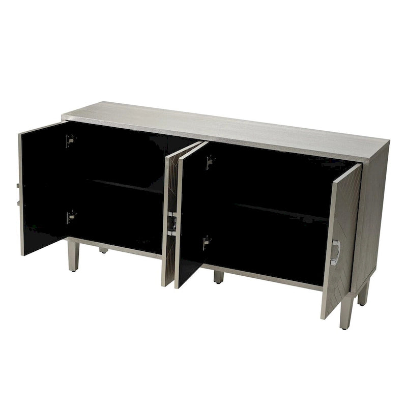 4-Door Storage Cabinet with Pine Legs