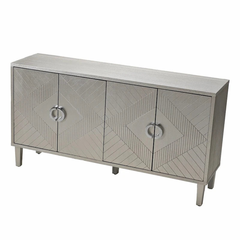 4-Door Storage Cabinet with Pine Legs