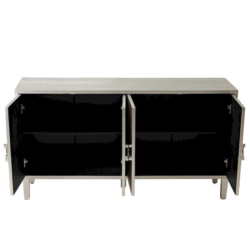 4-Door Storage Cabinet with Pine Legs