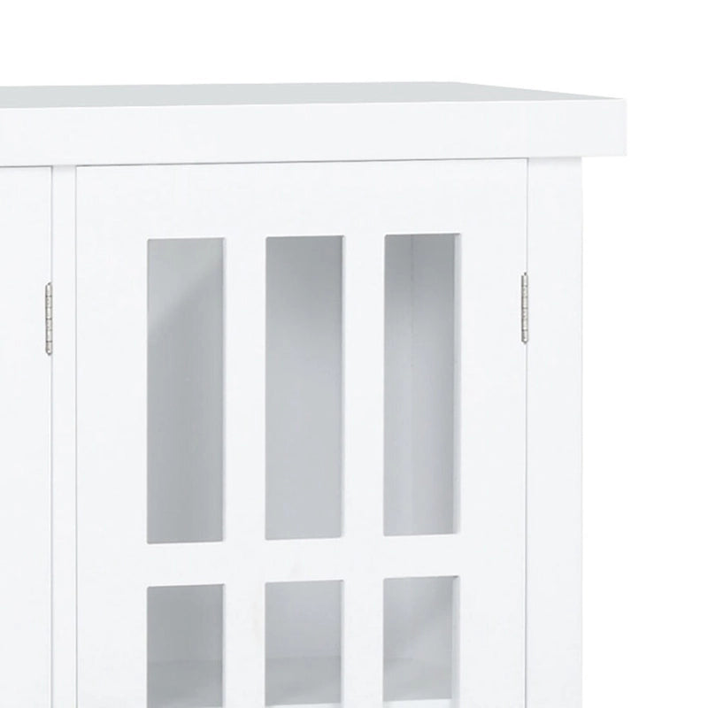 Minimalist Wooden Sideboard with Three Glass Cabinet Doors
