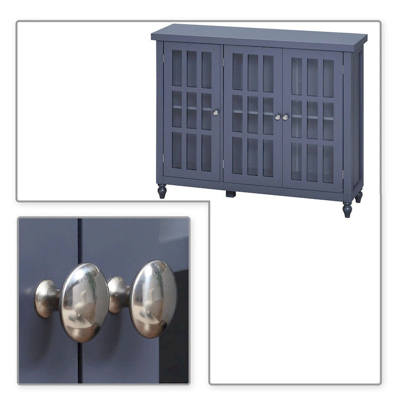 Minimalist Wooden Sideboard with Three Glass Cabinet Doors
